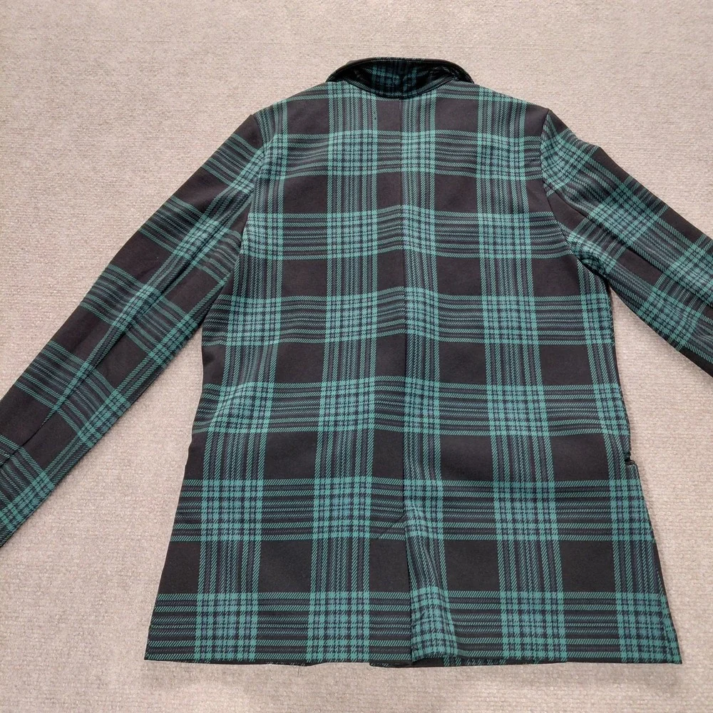 Free Assembly Long Plaid Blazer Youth Girls XL 14/16 Green Blue Black Preppy